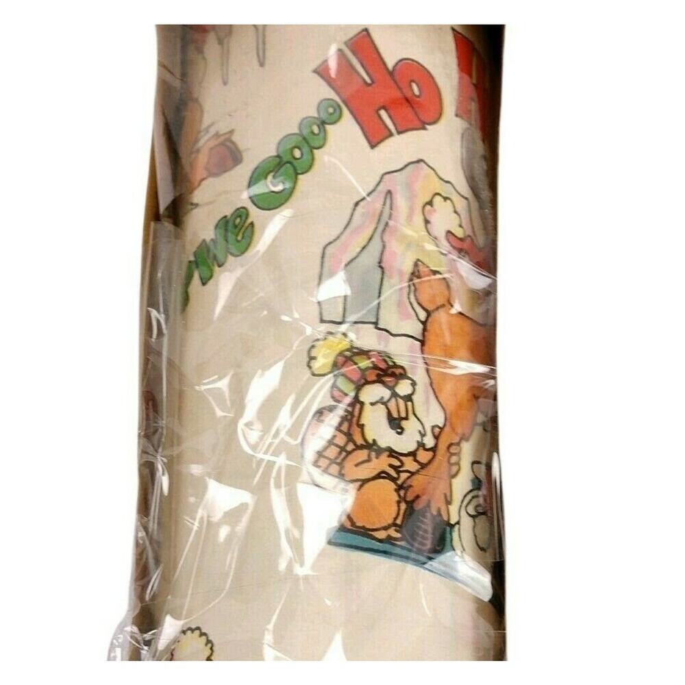 Vintage Christmas Wrapping Paper Roll 27ftx85ft Cartoon Santa Reindeer 70s